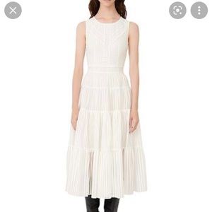 White Maje Raya Sheer Pattern Sleeveless Tier Dress. Size is US size 36